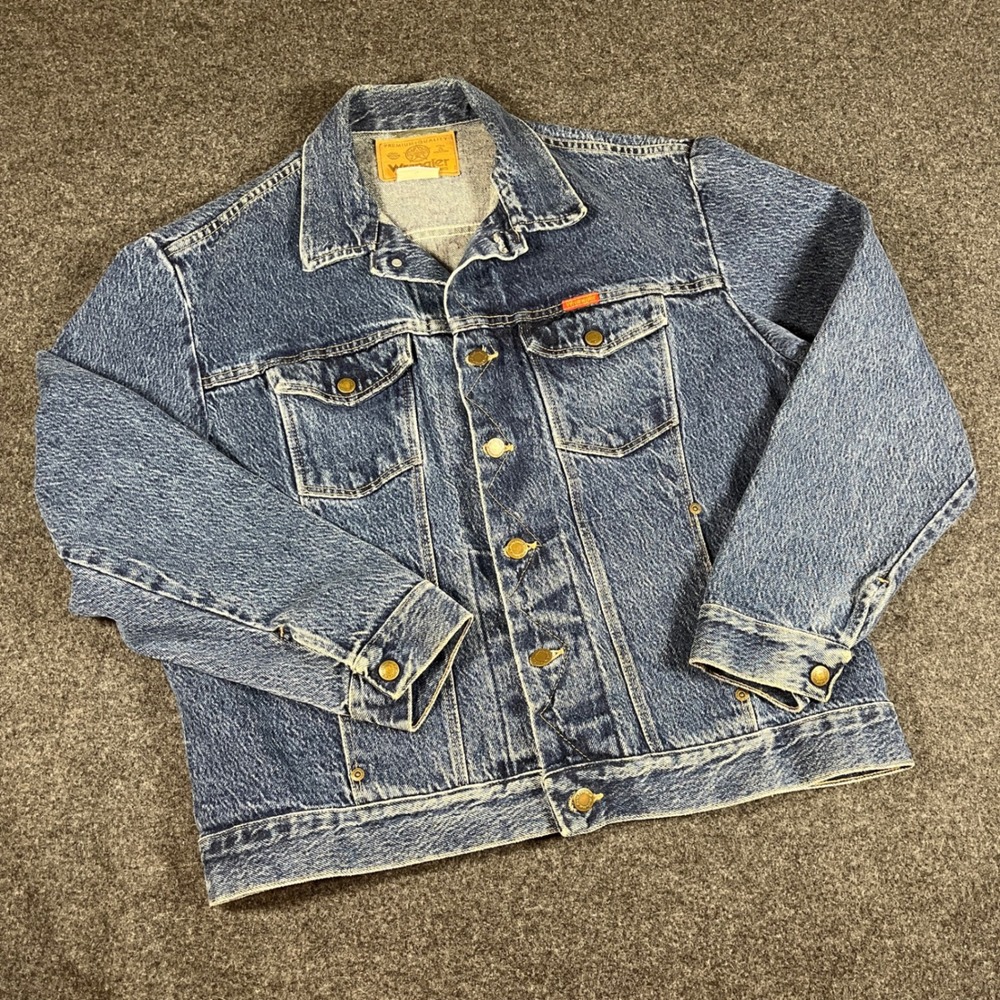 Vintage Wrangler Mens Western Blue Denim Trucker Jacket Medium Wash Sz L